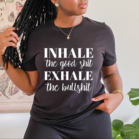 Inhale the good positivity graphic tee, kindness shirt, botanical shirt - Picture 3 of 4